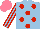 Silk - Light blue, red spots, striped sleeves, salmon cap