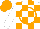 Silk - White, orange blocks on front, orange circled 'k' on back, orange cap