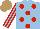 Silk - Light blue, red spots, striped sleeves, light brown cap