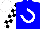 Silk - Blue, white horseshoe, black blocks on white sleeves, black blocks on white cap