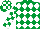 Silk - Emerald green, white diamonds, emerald green and white checked sleeves and cap