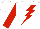 Silk - White,  red lightning bolt, red sleeves
