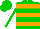 Silk - Green, orange hoops, green stripe on white sleeves, green cap