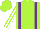 Silk - Lime, purple braces, white stripes on sleeves, lime cap