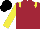 Silk - Maroon, yellow epaulettes, yellow sleeves, black cap