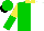 Silk - Green and white halved, yellow collar, yellow and green halved sleeve, green cap, black peak