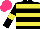 Silk - Black, yellow hoops, armlets, hot pink cap