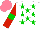 Silk - White, green stars, red sleeves with green armlets, salmon cap