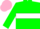 Silk - GREEN, white hoop, pink cap