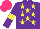 Silk - Purple, yellow stars, armlets, hot pink cap