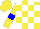 Silk - Yellow and white checks, blue armlets, yellow cap