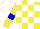 Silk - Yellow and white checks, blue armlets, white cap