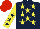 Silk - DARK BLUE, YELLOW stars, YELLOW sleeves, DARK BLUE stars, RED cap