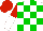 Silk - White body, green checked, red and white halved sleeves, red cap