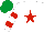 Silk - White, red star, hooped sleeves, emerald green cap