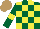 Silk - Dark green and yellow checks, armlets, light brown cap