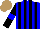 Silk - Blue, black stripes, black sleeves with blue armlets, light brown cap