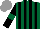Silk - Dark green, black stripes and sleeves with dark green armlets, grey cap