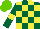 Silk - Dark green and yellow checks, armlets, light green cap