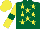 Silk - Dark green, yellow stars, sleeves with dark green armlets, yellow cap