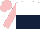 Silk - White and dark blue halved horizontally, pink sleeves and cap