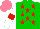 Silk - Green, red stars, white sleeves on red armlets, salmon cap