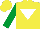 Silk - YELLOW, WHITE inverted triangle, EMERALD GREEN sleeves