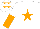 Silk - White, orange star, halved sleeves and stars on cap