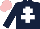 Silk - Dark blue, white cross of lorraine, pink cap