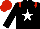 Silk - Black, red epaulettes, white star on red cap