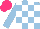 Silk - Light blue, white checks, light blue sleeves, hot pink cap