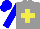 Silk - Grey, yellow cross, blue sleeves,  blue cap