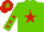 Silk - Light green, red star, light green sleeves, red stars, red cap, light green star