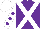 Silk - Purple, white cross sashes, purple dots on white sleeves,  white cap