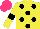 Silk - Yellow, black spots, armlets, hot pink cap