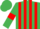 Silk - Emerald Green and Red stripes, Emerald Green sleeves, Red armlets