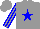 Silk - Grey, blue star, grey arms, blue stripes, grey cap