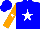 Silk - Blue, white star, orange sleeves with white star