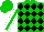 Silk - Green, black diamonds, green stripe on white sleeves