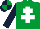 Silk - Emerald green, white cross of lorraine, dark blue sleeves, dark blue and emerald green quartered cap