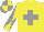 Silk - Yellow body, grey CROSS, yellow arms, grey diabolo, grey cap, yellow quartered