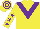 Silk - Yellow, purple chevron, yellow sleeves, purple stars, hooped cap