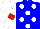 Silk - Blue, white spots, white sleeves on red armlets, white cap