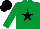 Silk - Emerald green, black star, black cap