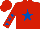 Silk - Red, royal blue star, royal blue stars on sleeves, red cap