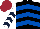 Silk - Black, royal blue chevrons, white and dark blue chevrons on sleeves, maroon cap