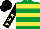 Silk - Emerald green & yellow hoops, black sleeves, yellow stars, black cap