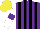 Silk - Purple, black stripes, white sleeves with purple armlets, yellow cap
