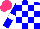 Silk - Blue, white checks, armlets, hot pink cap