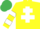 Silk - Yellow, White Cross of Lorraine, hooped sleeves, Emerald Green cap